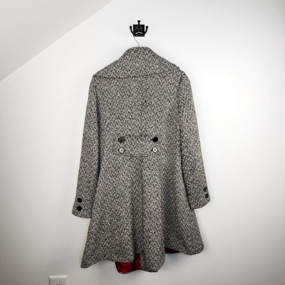 Mackintosh New England Black and White Houndstooth Tweed Trench Coat Size Large - Picture 6 of 8